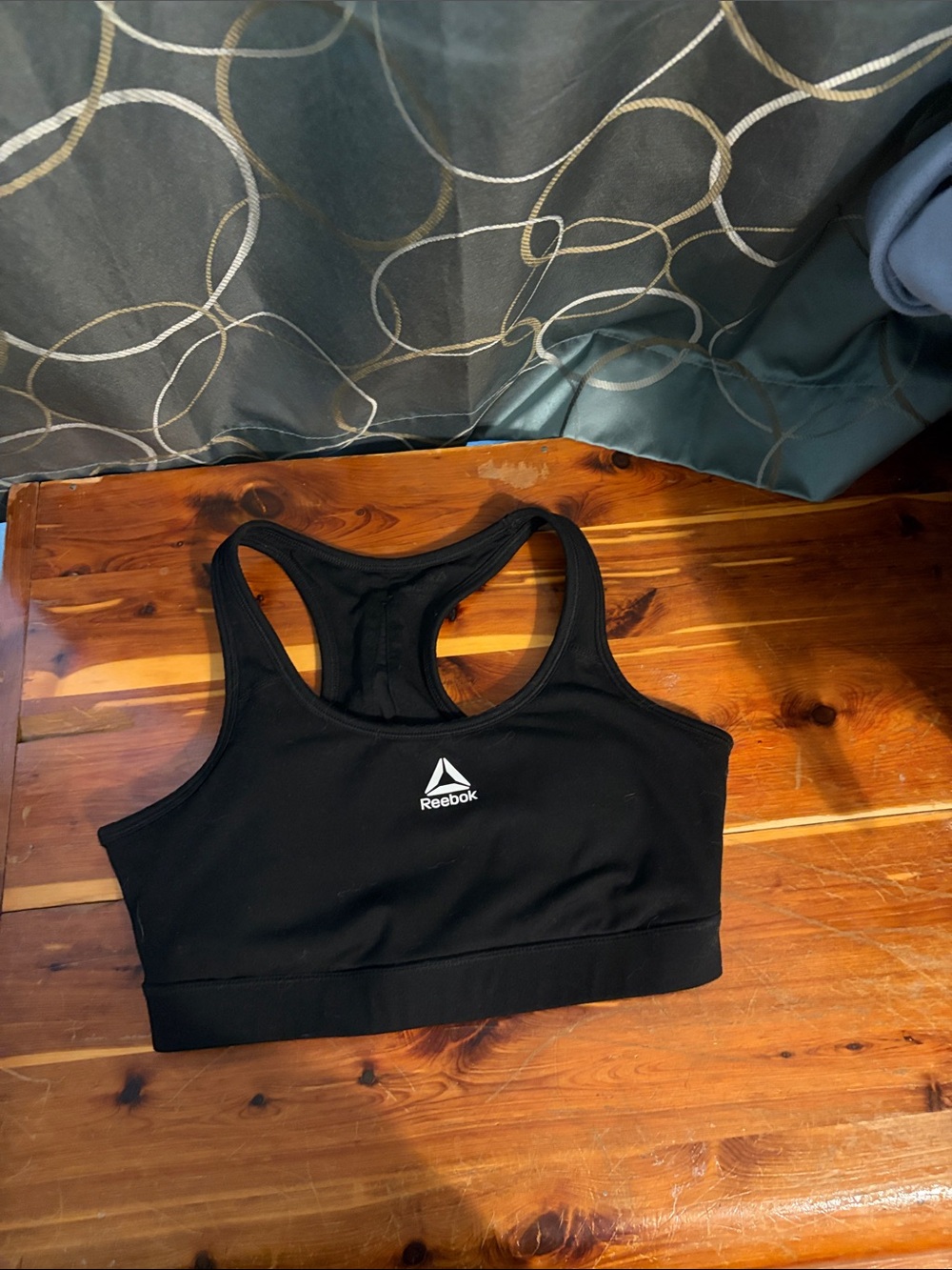 Reebok Black Racerback Sports Crop Bra with Logo
